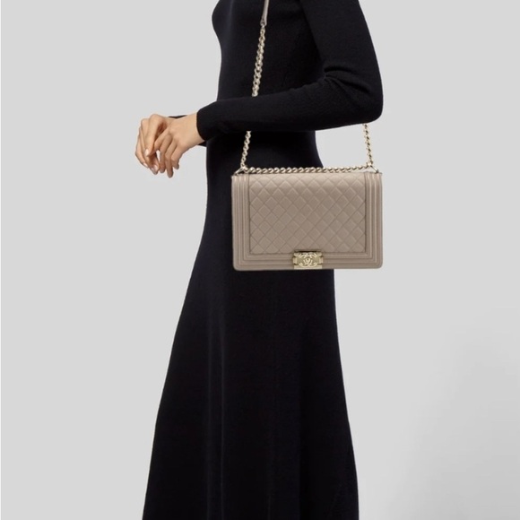 CHANEL Caviar Quilted New Medium Boy Flap in Beige - Picture 8 of 8